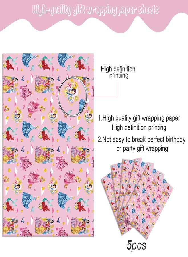 Omto 4 Pcs Wrapping Paper for Baby Shower Kids Birthday princess Party Decorations Wedding DIY Crafts Gift Packing, 20 x 30 Inch (princess) - Image 2